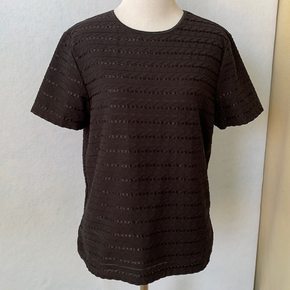 Rebecca Malone Black Textured Short Sleeve Shirt